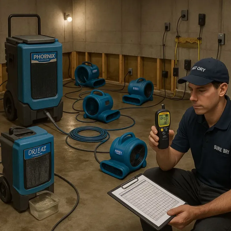 Structural Drying and Dehumidification process in Middleport, NY